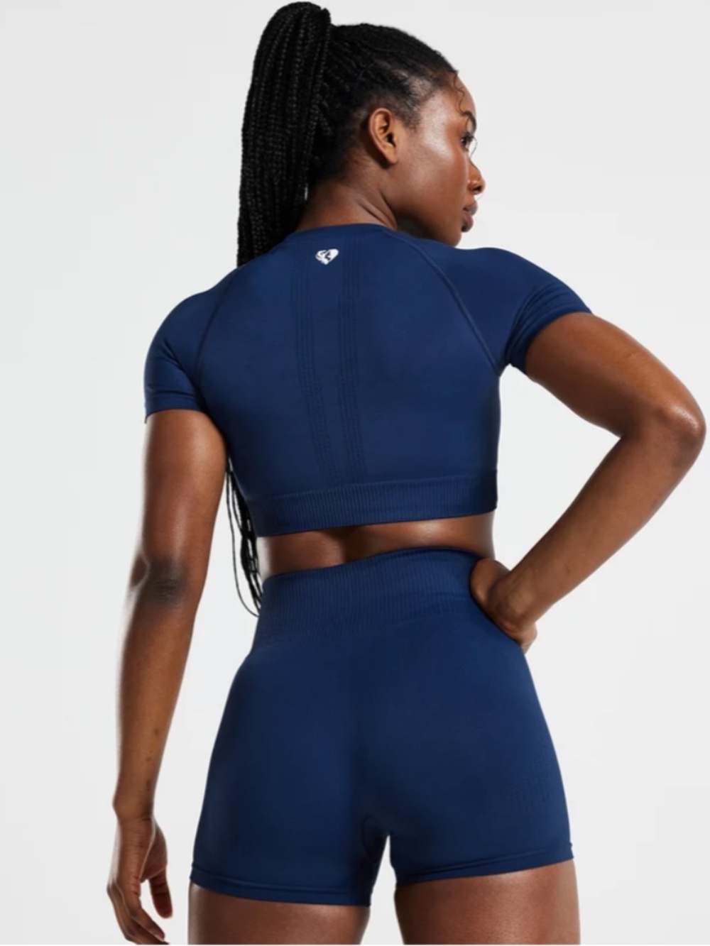 Women's Best Sapphire Blue Set NWT Crop Top Cycling Shorts Sz L